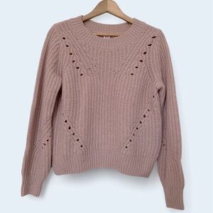 2/$30 GAP soft pink chunky knit pointelle wool blend sweater. Size Small.